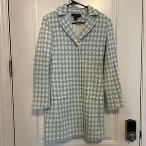 Victoria’s Secret blue and white houndstooth coat. Worn only a few times.